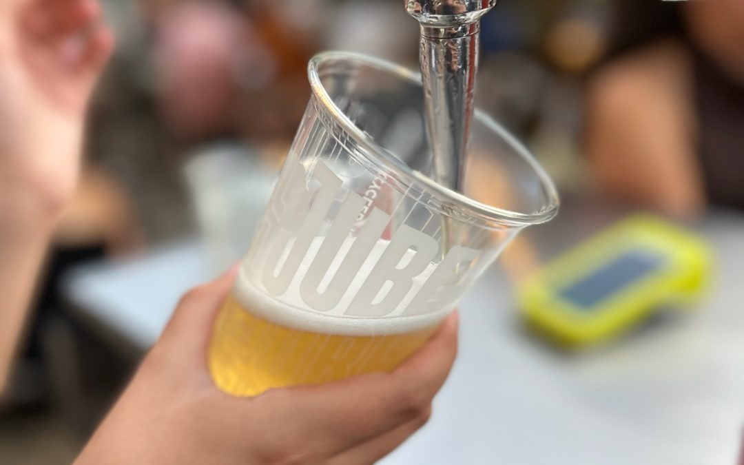 Fresh pint of beer being poured at Rolling Stock London bar in Shoreditch